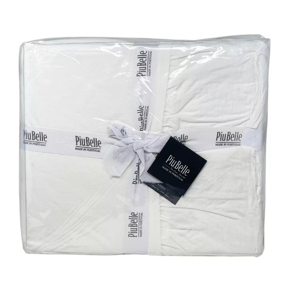 PiuBelle KING Frayed Ruffle Soft Cotton Shabby Chic White Luxury Duvet Cover Set
